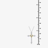 Womens 1/4 CT. T.W. Lab Grown White Diamond 14K Gold Over Silver Sterling Silver Cross 18 Inch Pendant Necklace