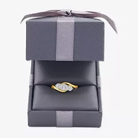 Womens 1/4 CT. T.W. Lab Grown White Diamond 14K Gold Over Silver Sterling 3-Stone Cocktail Ring