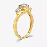 Womens 1/4 CT. T.W. Lab Grown White Diamond 14K Gold Over Silver Sterling 3-Stone Cocktail Ring