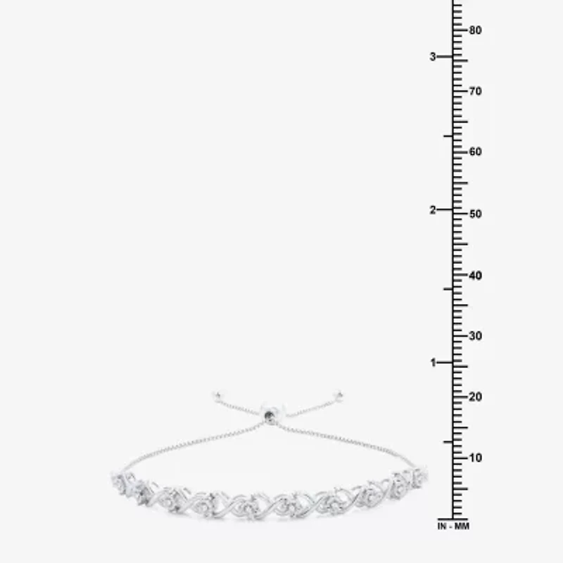 Womens 1/4 CT. T.W. Lab Grown White Diamond 14K Two Tone Gold Over Silver Sterling Silver Bolo Bracelet