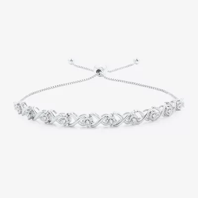Womens 1/4 CT. T.W. Lab Grown White Diamond 14K Two Tone Gold Over Silver Sterling Silver Bolo Bracelet