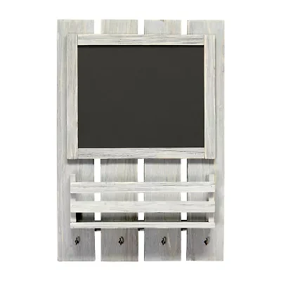 All the Rages Elegant Designs Chalkboard Sign With Key Holder & Mail Storage Wall Shelf