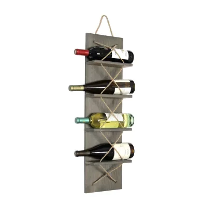 All the Rages Elegant Designs Positano Nautical Rope 4 Bottle Wine Rack
