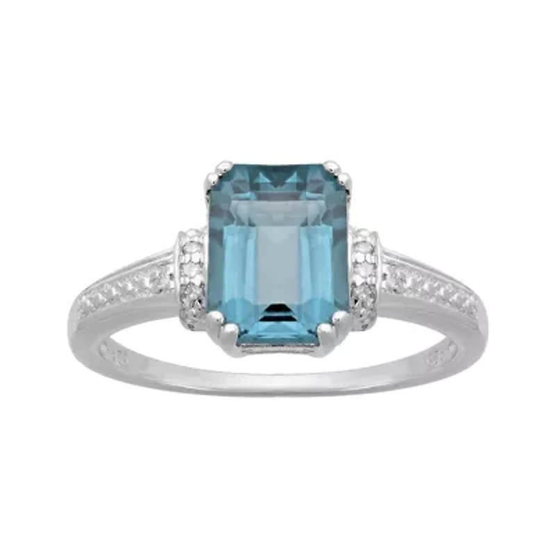Genuine Topaz and Diamond-Accent 10K White Gold Ring
