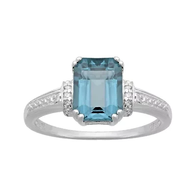 Genuine Topaz and Diamond-Accent 10K White Gold Ring