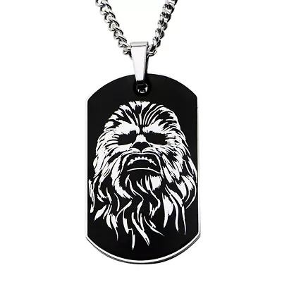 Star Wars® Chewbacca Mens Stainless Steel Dog Tag Pendant Necklace