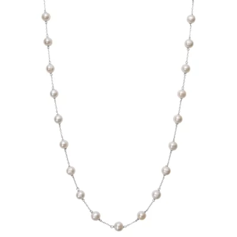 Womens Cultured Freshwater Pearl 10K Gold Strand Necklace