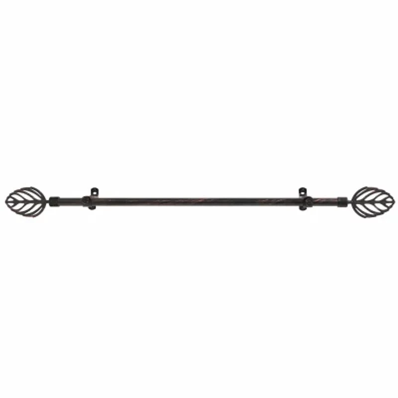 Metallo ¾in Adjustable Curtain Rod with Leaf Finial