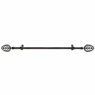 Metallo ¾in Adjustable Curtain Rod with Leaf Finial