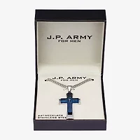 J.P. Army Men's Jewelry Stainless Steel Inch Link Cross Pendant Necklace