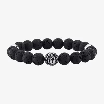 J.P. Army Men's Jewelry Stainless Steel 10 Inch Cross Beaded Bracelet