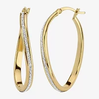 18K Gold Over Silver 35mm Glitter Hoop Earrings