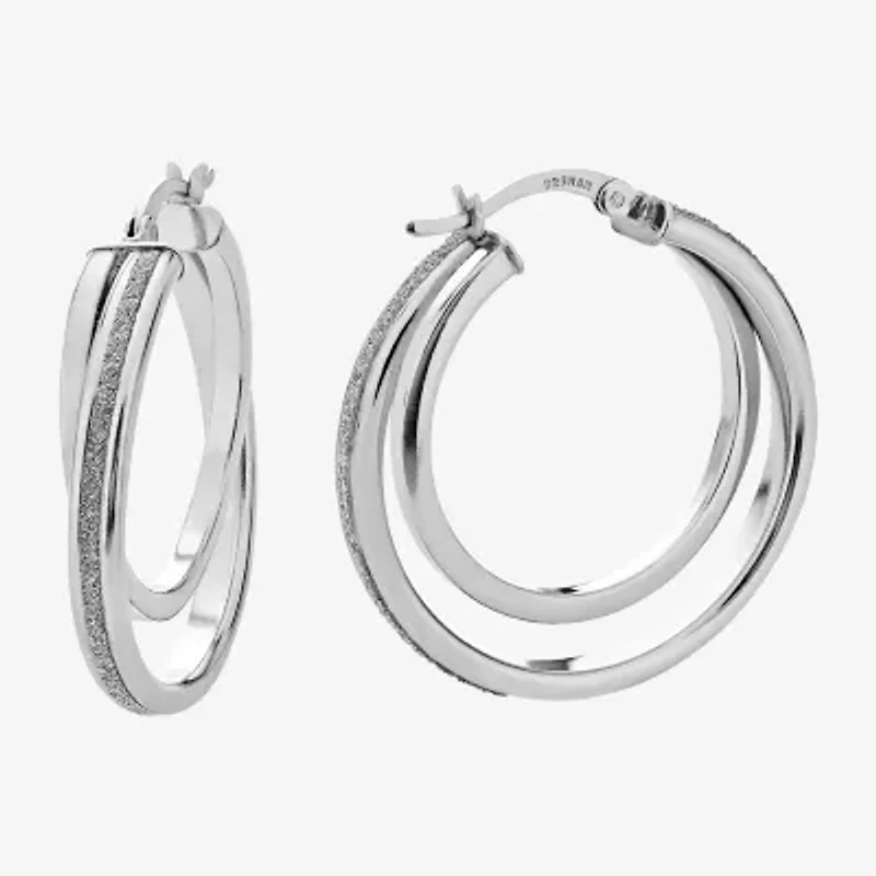 Sterling Silver 30mm Glitter Hoop Earrings