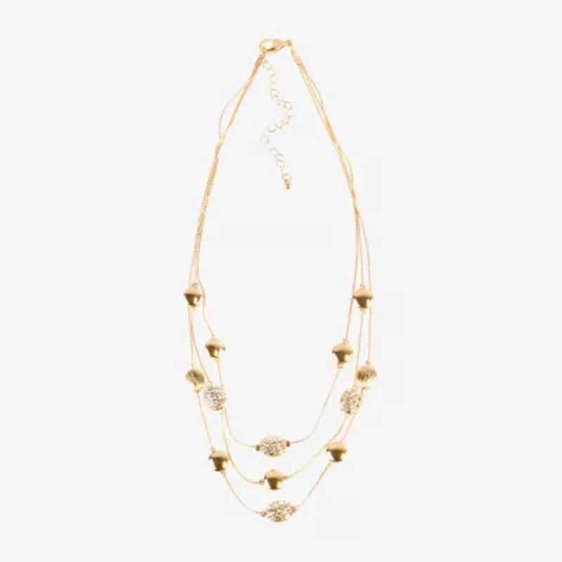 Bold Elements Gold Tone Womens 17 Inch Illusion Necklace