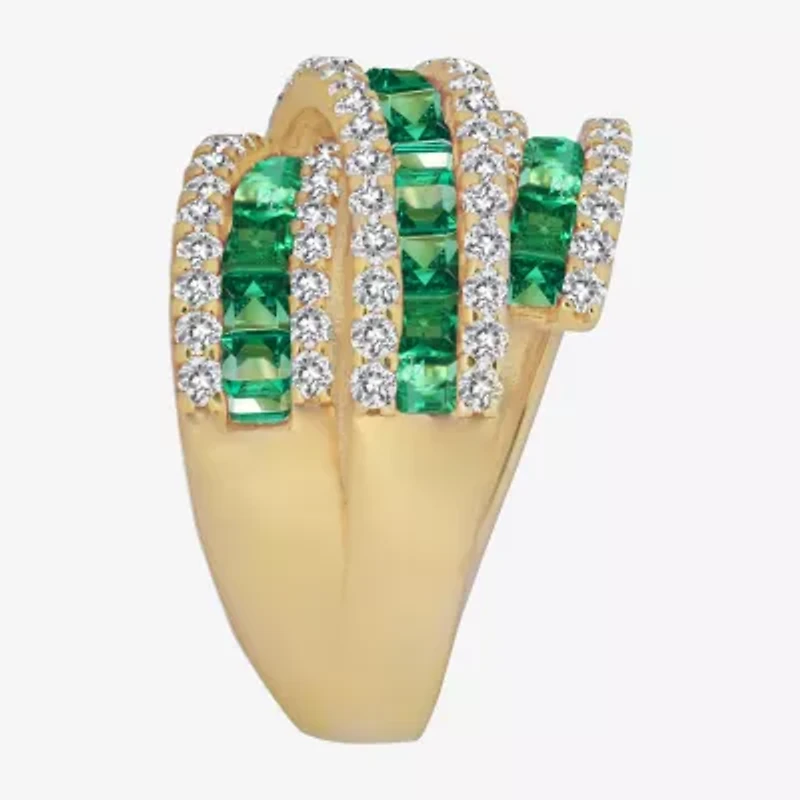Womens Lab Created Emerald, Sapphire or Ruby 14K Gold Over Silver Sterling Cocktail Ring