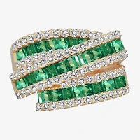 Womens Lab Created Emerald, Sapphire or Ruby 14K Gold Over Silver Sterling Cocktail Ring