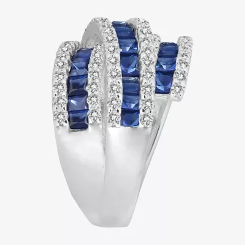 Womens Lab Created Emerald, Sapphire or Ruby 14K Gold Over Silver Sterling Cocktail Ring