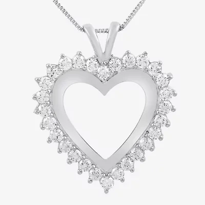 1 CT.T.W. Natural Diamond 10K White Gold Heart Pendant Necklace