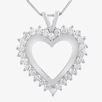 1 CT.T.W. Natural Diamond 10K White Gold Heart Pendant Necklace