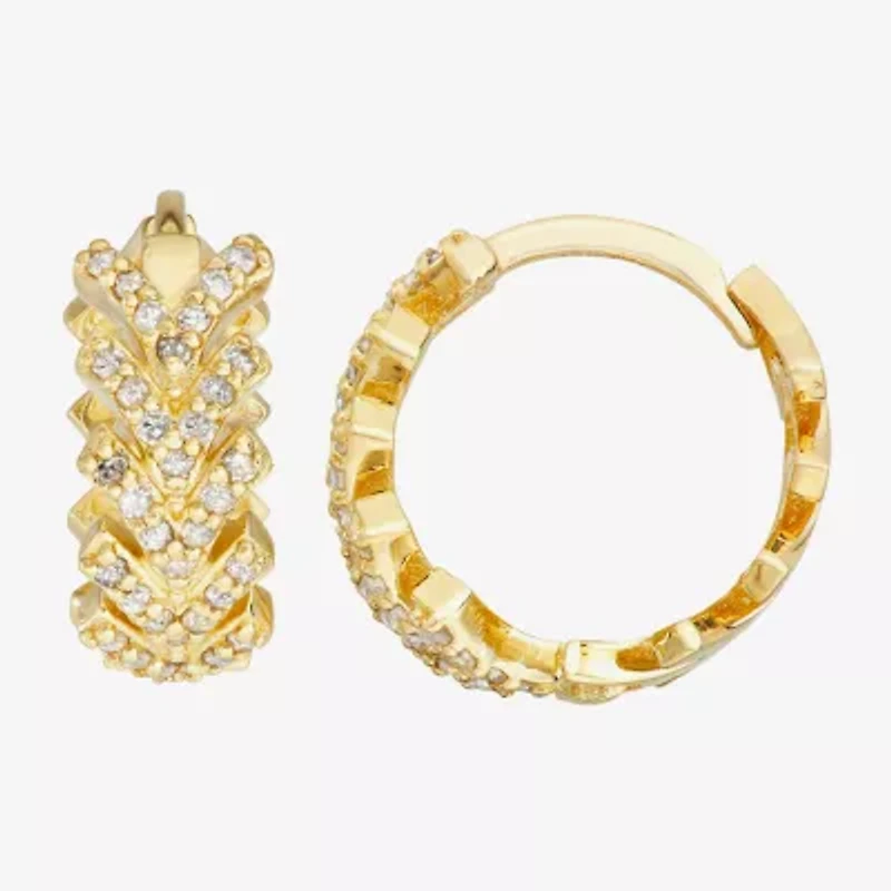Womens 1/5 CT. Natural White Diamond 10K Gold 12.5mm Hoop Earrings
