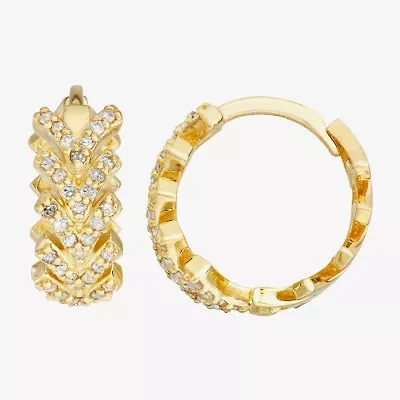 Womens 1/5 CT. Natural White Diamond 10K Gold 12.5mm Hoop Earrings