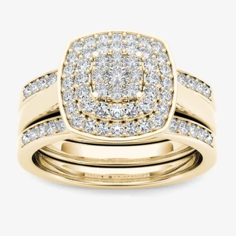 Womens / CT. T.W. Natural White Diamond 10K White Gold Cushion Bridal Set