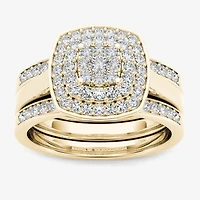Womens / CT. T.W. Natural White Diamond 10K White Gold Cushion Bridal Set