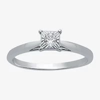 Womens Diamond Accent Natural White Sterling Silver Solitaire Engagement Ring
