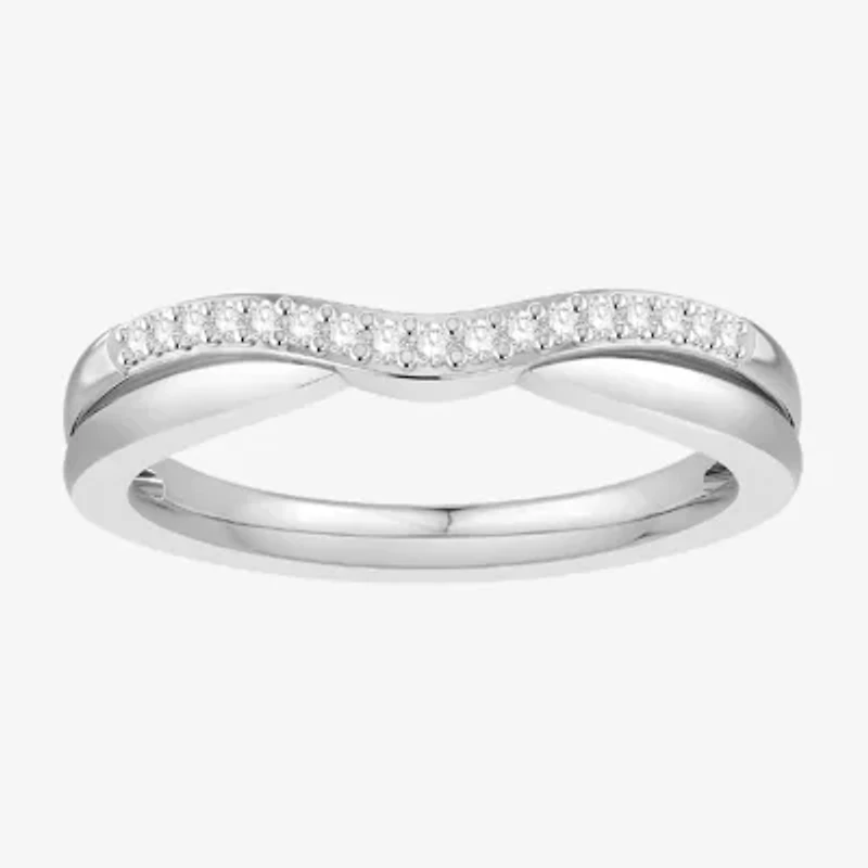 1/10 CT.T.W. Natural Diamond 10K or 14K Gold Curved Wedding Band