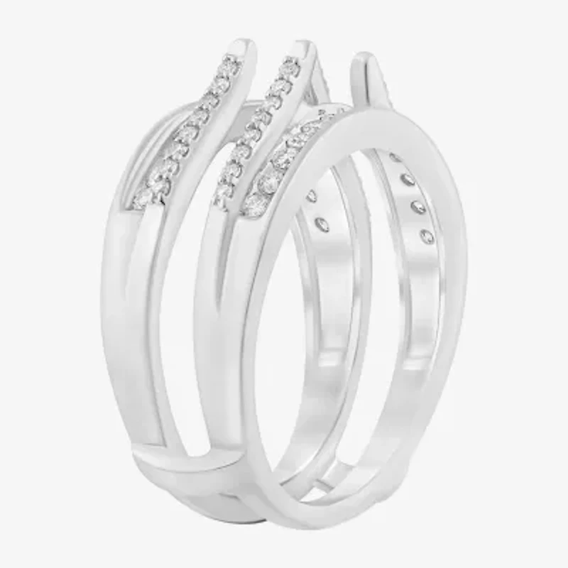 Womens 1/2 CT. T.W. Natural White Diamond 14K Gold Wedding Ring Guard