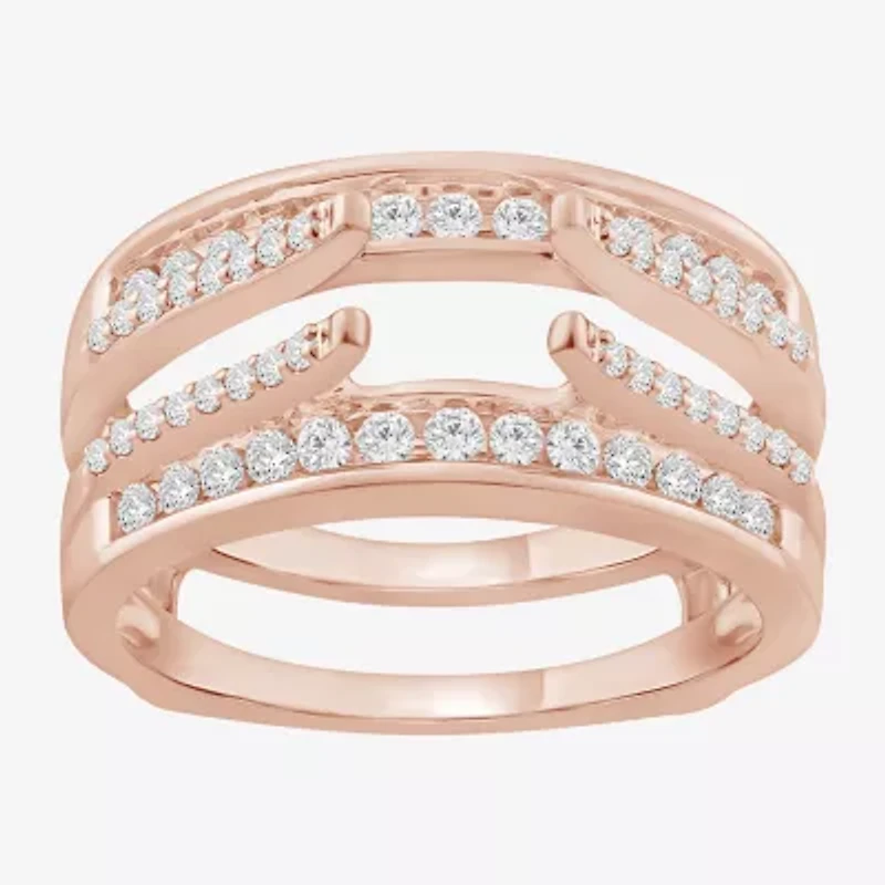 Womens 1/2 CT. T.W. Natural White Diamond 14K Gold Wedding Ring Guard
