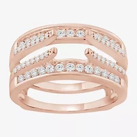 Womens 1/2 CT. T.W. Natural White Diamond 14K Gold Wedding Ring Guard