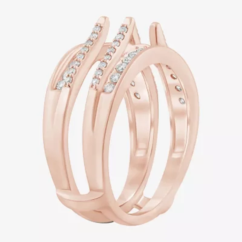 Womens 1/2 CT. T.W. Natural White Diamond 14K Gold Wedding Ring Guard