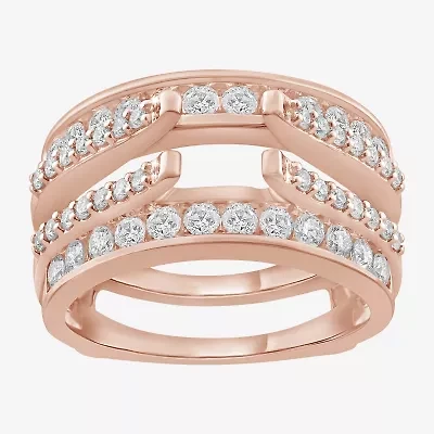 Womens 1 CT. T.W. Natural White Diamond 14K Rose Gold Wedding Ring Guard
