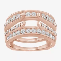 Womens 1 CT. T.W. Natural White Diamond 14K Rose Gold Wedding Ring Guard