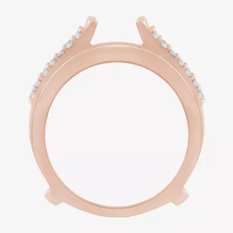 Womens 1 CT. T.W. Natural White Diamond 14K Rose Gold Wedding Ring Guard