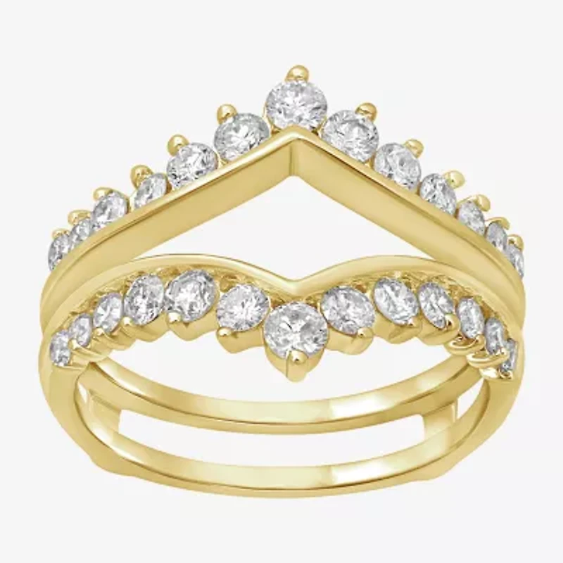 Womens 1 CT. T.W. Natural White Diamond 14K Gold Wedding Ring Guard