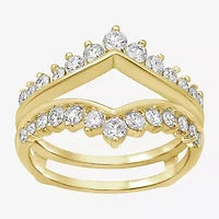 Womens 1 CT. T.W. Natural White Diamond 14K Gold Wedding Ring Guard