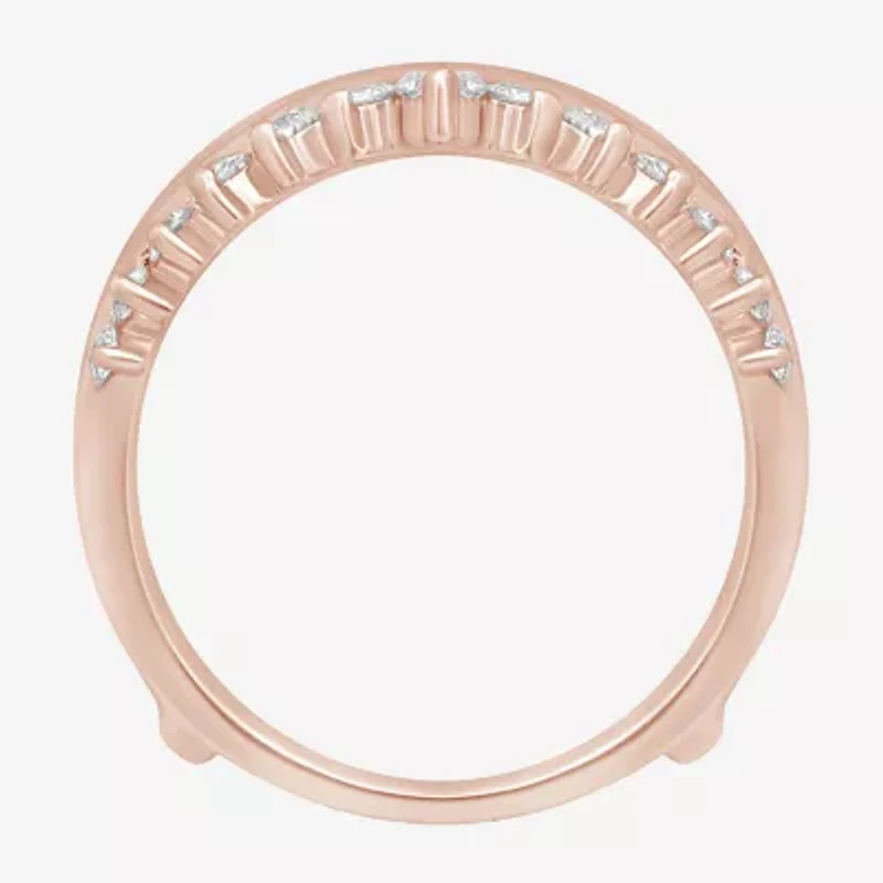 Womens 1 CT. T.W. Natural White Diamond 14K Rose Gold Wedding Ring Guard