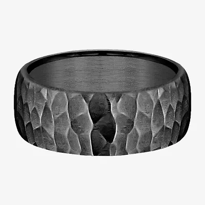 Hammered Mens 8MM Tantalum Wedding Band