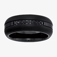 Mens 8MM 1/5 CT. Natural Black Diamond Tungsten Wedding Band