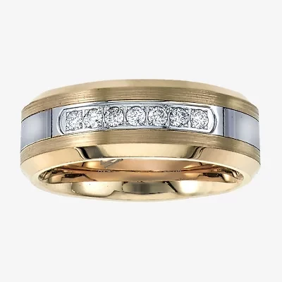 Mens 8MM 1/5 CT. Natural White Diamond Tungsten Wedding Band
