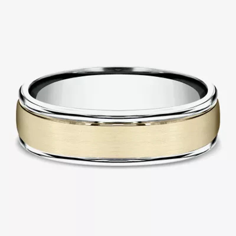 Mens 6MM 10K Two Tone Gold Wedding Band
