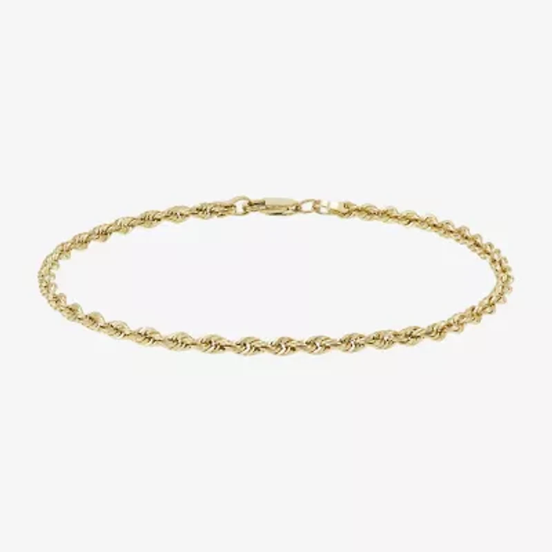 14K Yellow Gold 2.5mm Rope Chain Bracelet