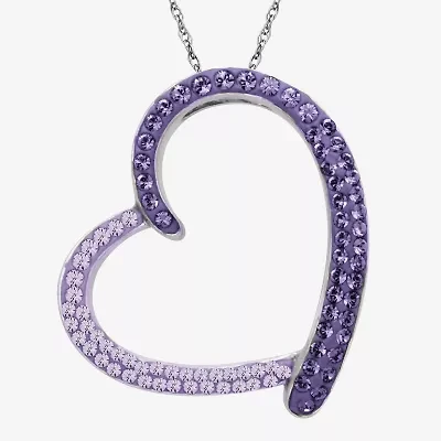 Purple & Blue Crystal Floating Heart Pendant Necklace