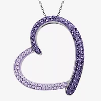 Purple & Blue Crystal Floating Heart Pendant Necklace