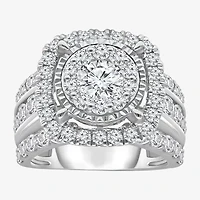 (I / I1) Womens 4 CT. T.W. Lab Grown White Diamond 10K or 14K Gold Cushion Halo Engagement Ring