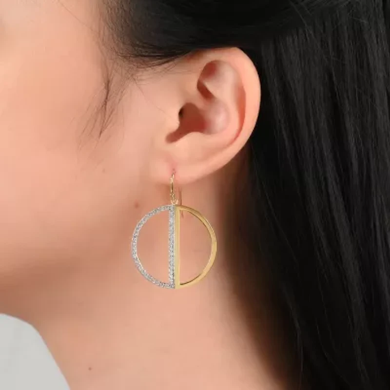 Womens Cubic Zirconia 18K Gold Over Silver Drop Earrings