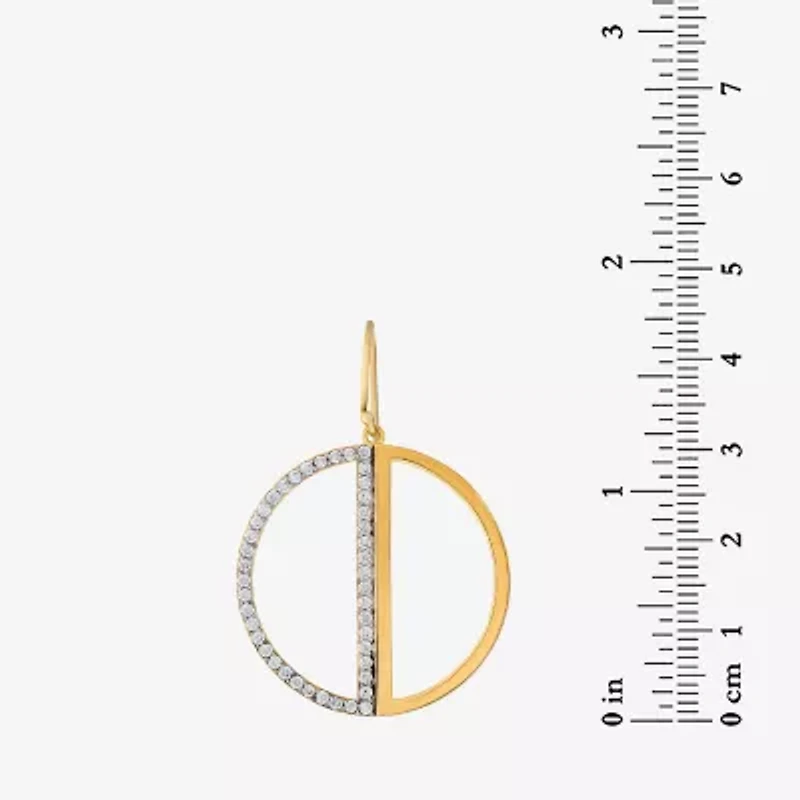 Womens Cubic Zirconia 18K Gold Over Silver Drop Earrings