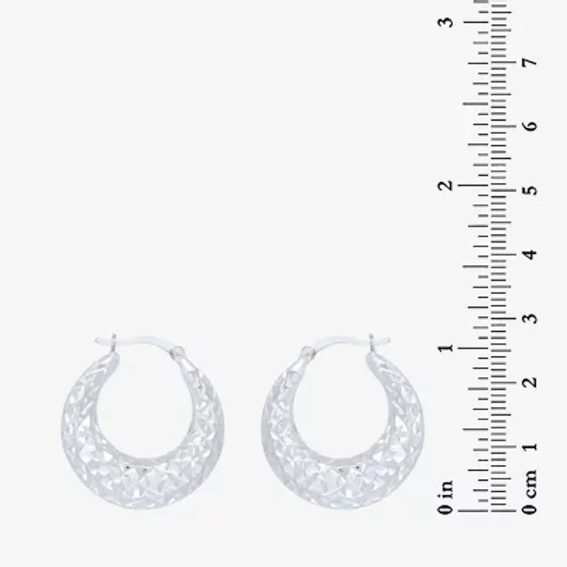 Womens Sterling Silver 25.7mm Hoop Earrings